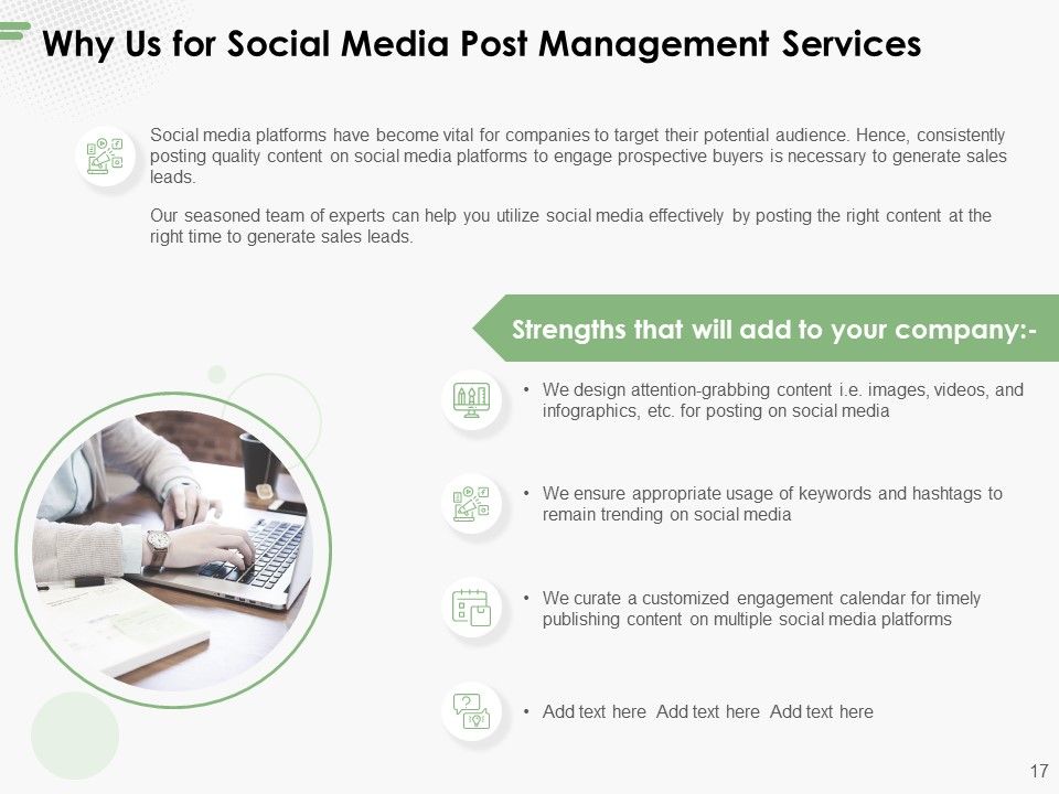 Social Media Post Management Proposal Ppt PowerPoint Presentation Complete Deck With Slides Slide17