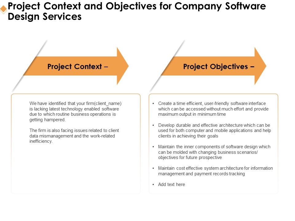 Software Development Project Context And Objectives For Company ...