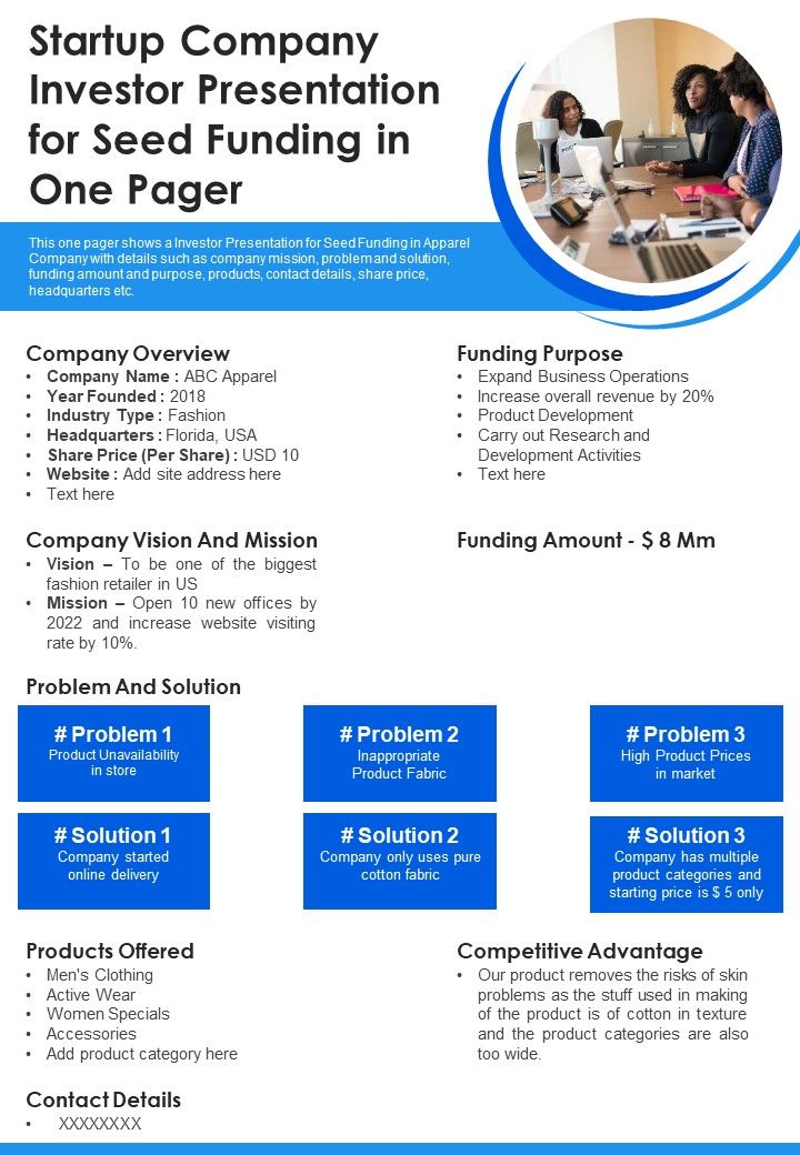 Startup_Company_Investor_Presentation_For_Seed_Funding_In_One_Pager_PDF_Document_PPT_Template_Slide_1.jpg