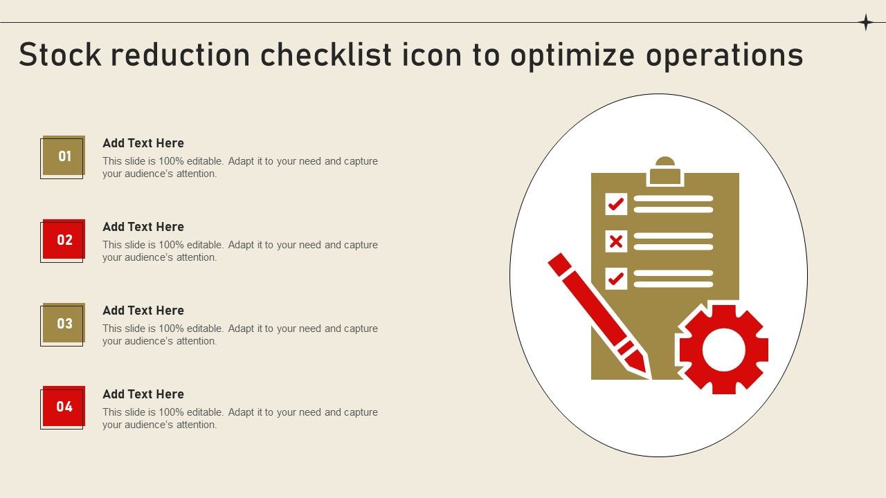 Stock_Reduction_Checklist_Icon_To_Optimize_Operations_Portrait_PDF_Slide_1.jpg