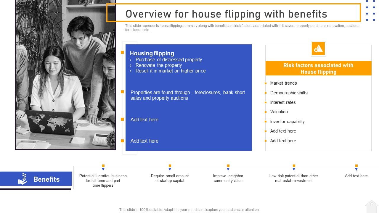 Strategies_For_Flipping_Houses_For_Maximum_Revenue_Overview_For_House_Flipping_With_Benefits_Icons_PDF_Slide_1.jpg