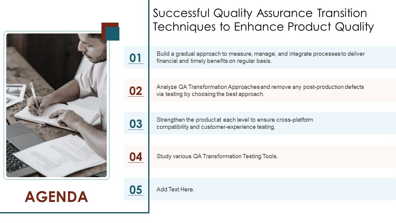 Successful Quality Assurance Transition Techniques To Enhance Product Quality Ppt PowerPoint Presentation Complete Deck With Slides Slide02