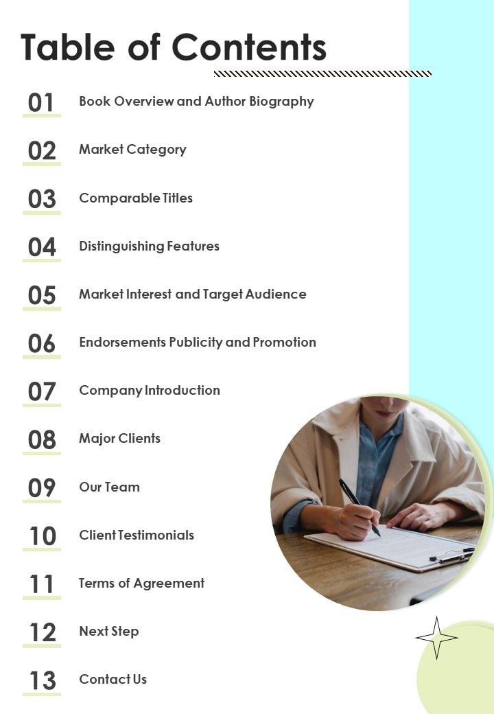Table Of Contents Book Proposal Workshop For Academics One Pager Sample ...