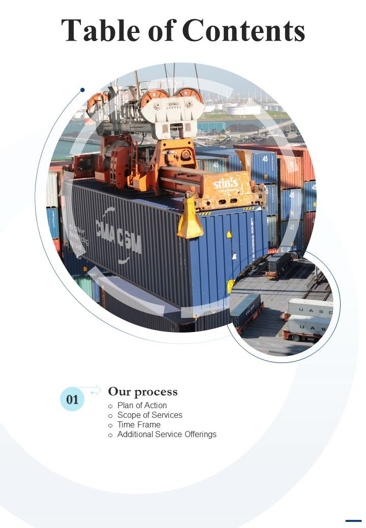 Table Of Contents Cargo Trucking Proposal One Pager Sample Example Document