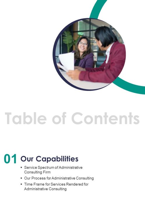 Table Of Contents For Management Advisory Proposal Firm One Pager Sample Example Document Slide01