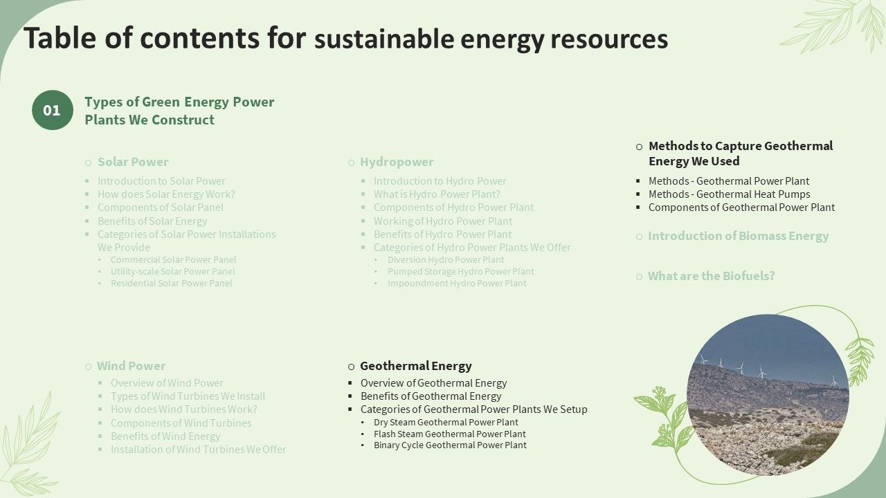 Table_Of_Contents_For_Sustainable_Energy_Resources_Ppt_Icon_Themes_PDF_Slide_1.jpg