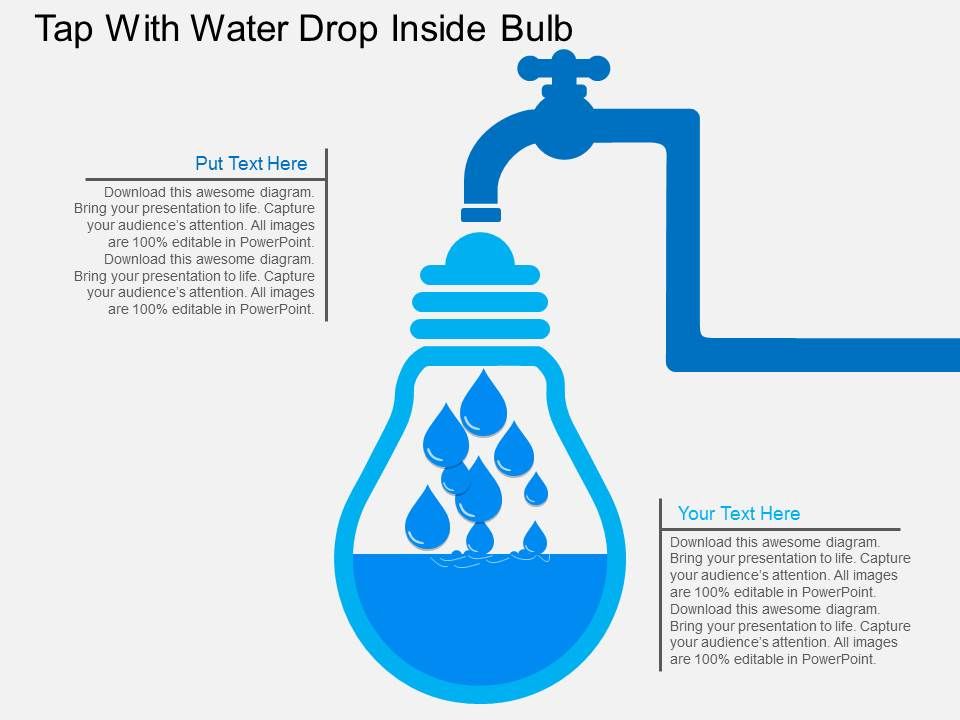 Tap With Water Drop Inside Bulb Powerpoint Template