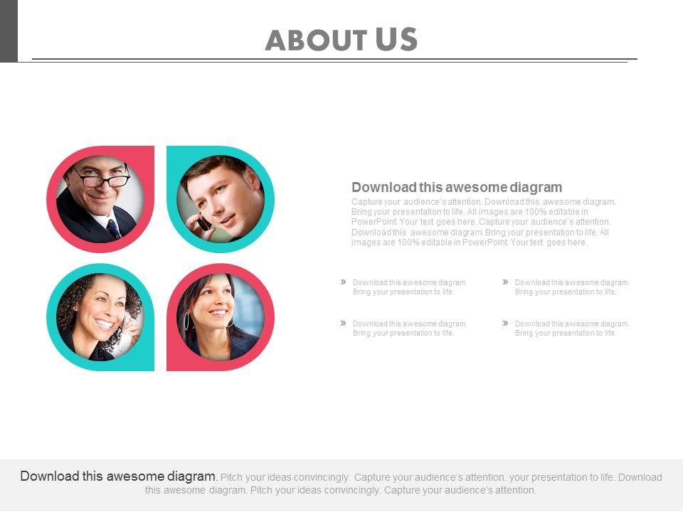 Team Of Four Business Persons Powerpoint Slides