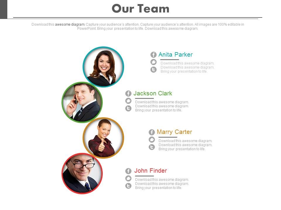 Team Of Four Professional People Powerpoint Slides
