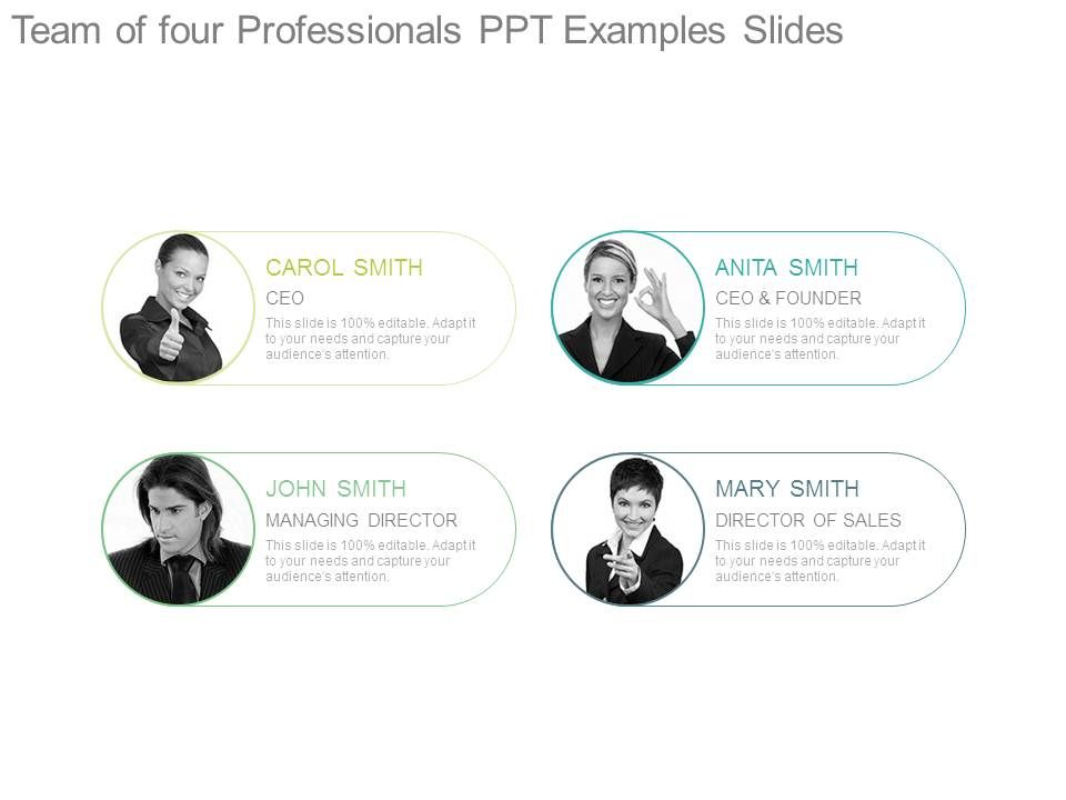 Team Of Four Professionals Ppt Examples Slides