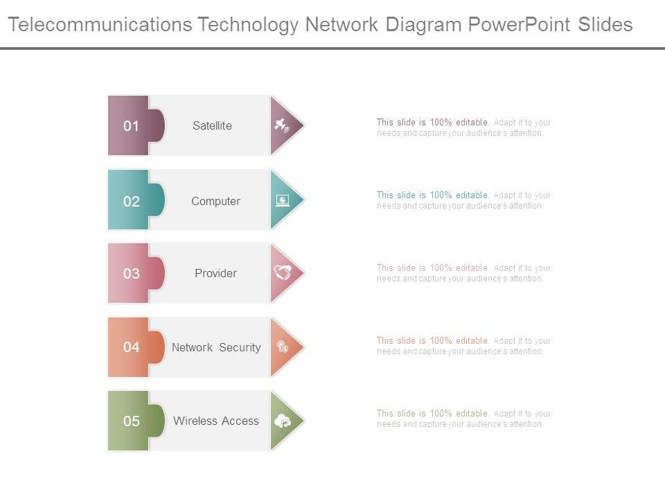 Telecommunications Technology Network Diagram Powerpoint Slides