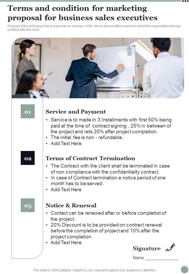 Terms And Condition For Marketing Proposal For Business Sales 