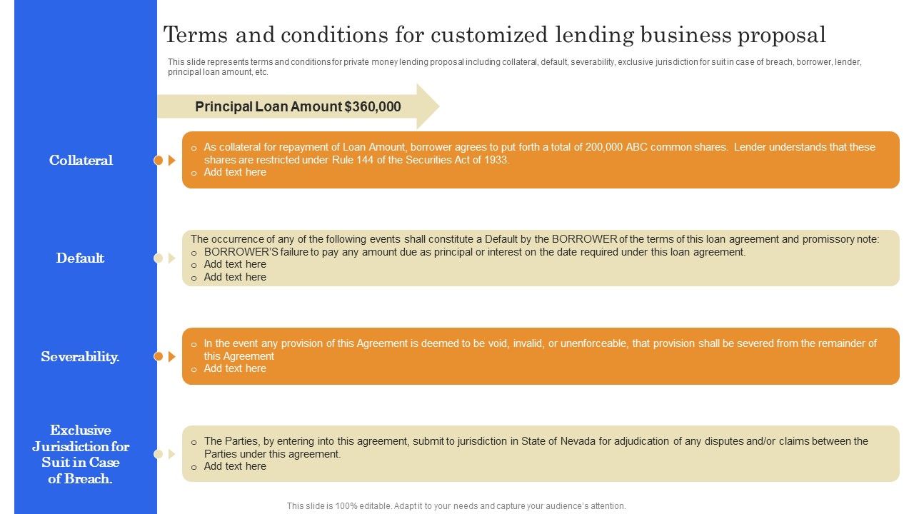 Terms And Conditions For Customized Lending Business Proposal 