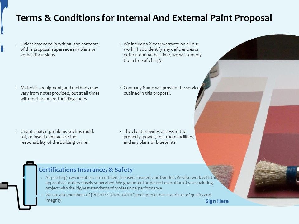 Terms And Conditions For Internal And External Paint Proposal Ppt File