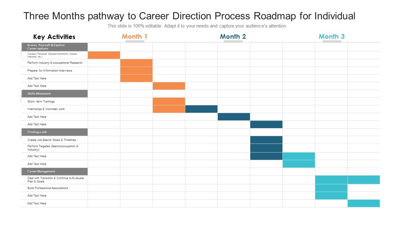 Three Months Pathway To Career Direction Process Roadmap For Individual ...