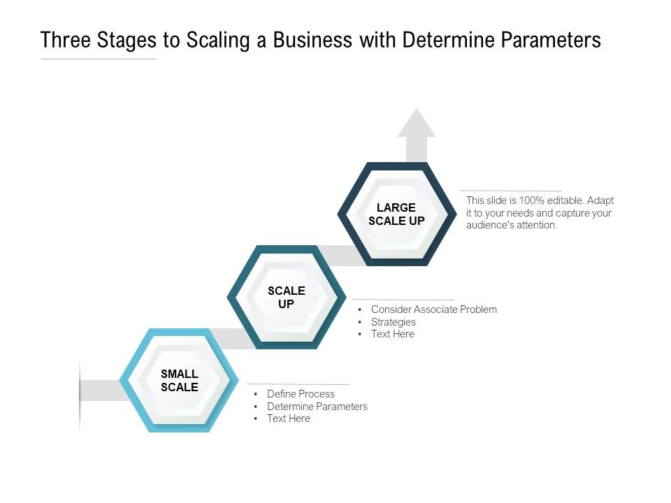 Three Stages To Scaling A Business With Determine Parameters Ppt PowerPoint