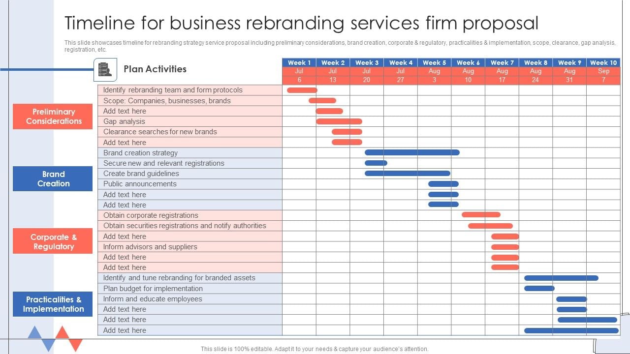 Timeline For Business Rebranding Services Firm Proposal Inspiration PDF