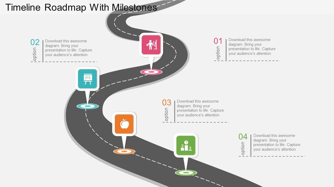 Timeline Roadmap With Milestones Powerpoint Template Slide01