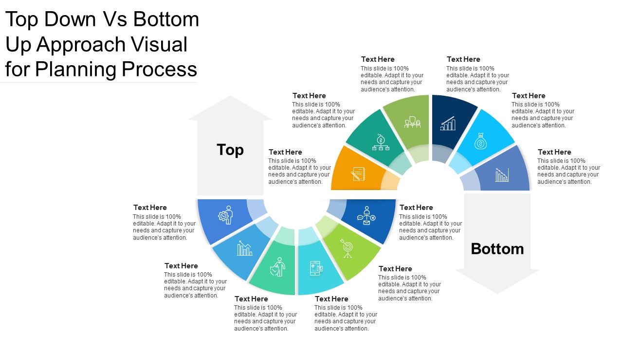 Top Down Vs Bottom Up Approach Visual For Planning Process Ppt