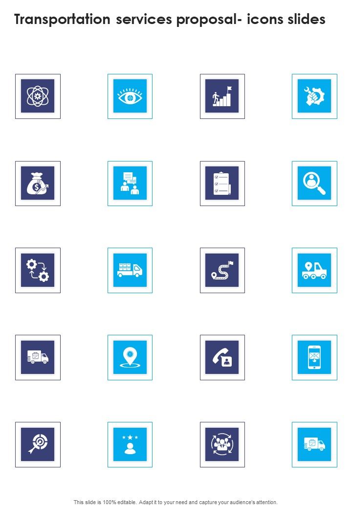 Transportation Services Proposal Icons Slides One Pager Sample Example Document Slide01