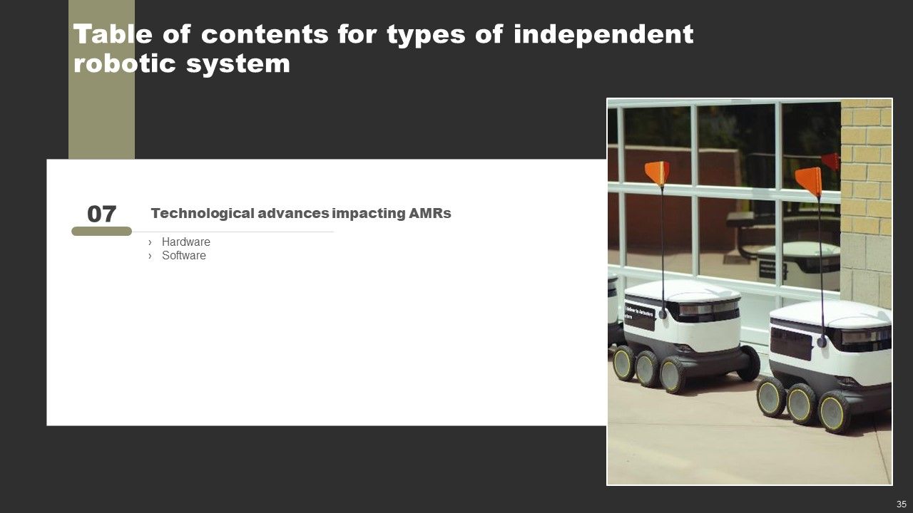 Types Of Independent Robotic System Ppt PowerPoint Presentation Complete Deck With Slides Slide35