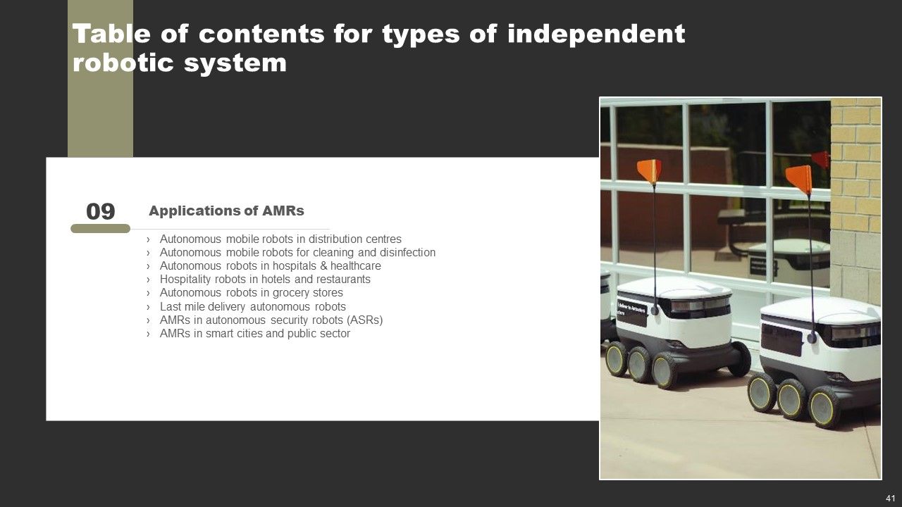 Types Of Independent Robotic System Ppt PowerPoint Presentation Complete Deck With Slides Slide41