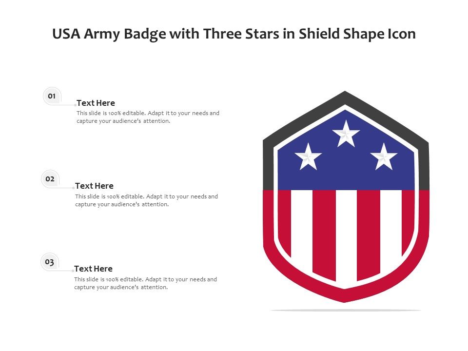 USA_Army_Badge_With_Three_Stars_In_Shield_Shape_Icon_Ppt_PowerPoint_Presentation_File_Graphics_PDF_Slide_1.jpg