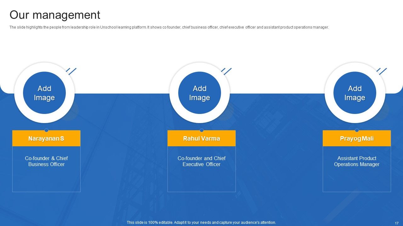 Unschool Platform Business Profile Ppt PowerPoint Presentation Complete With Slides Slide17