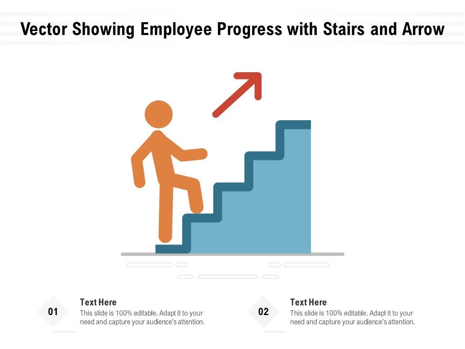 Vector Showing Employee Progress With Stairs And Arrow Ppt PowerPoint Presentation Gallery Slides PDF Slide01