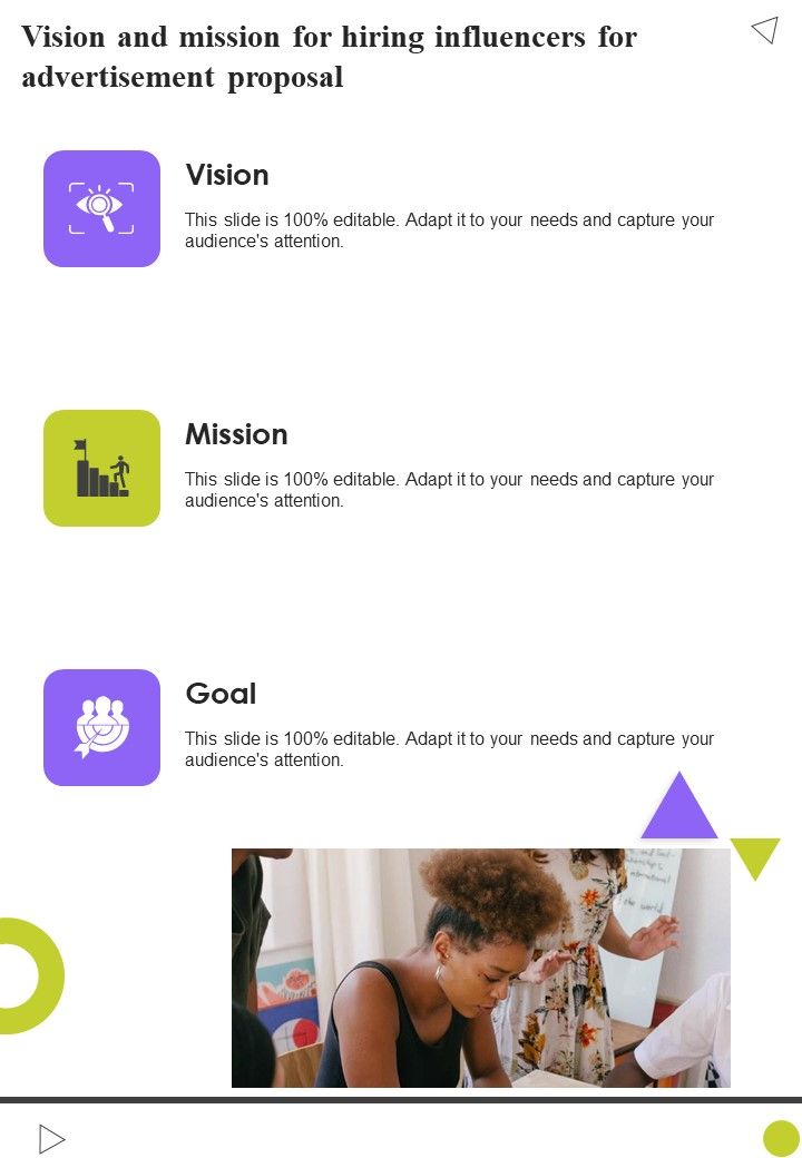 Vision And Mission For Hiring Influencers For Advertisement Proposal One Pager Sample Example Document Slide01