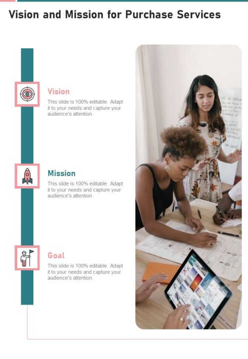 Vision And Mission For Purchase Services One Pager Sample Example Document Slide01