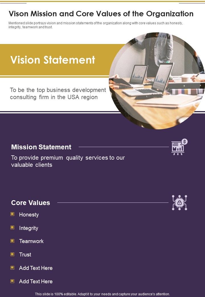 Vison_Mission_And_Core_Values_Of_The_Organization_One_Pager_Documents_Slide_1.jpg