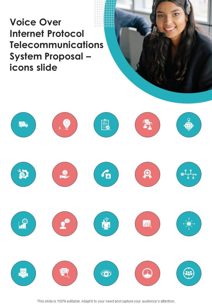 Voice Over Internet Protocol Telecommunications System Proposal Icons Slide One Pager Sample Example Document Slide01