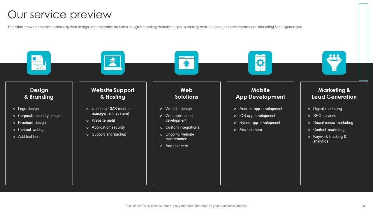 Web Design Company Overview Ppt PowerPoint Presentation Complete With Slides Slide08
