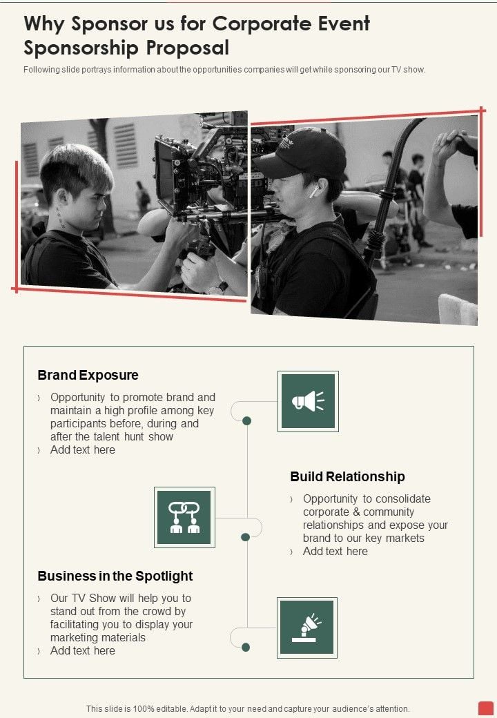 Why Sponsor Us For Corporate Event Sponsorship Proposal One Pager ...