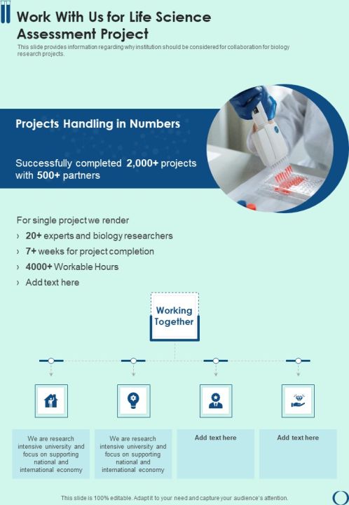 Work With Us For Life Science Assessment Project One Pager Sample Example Document Slide01