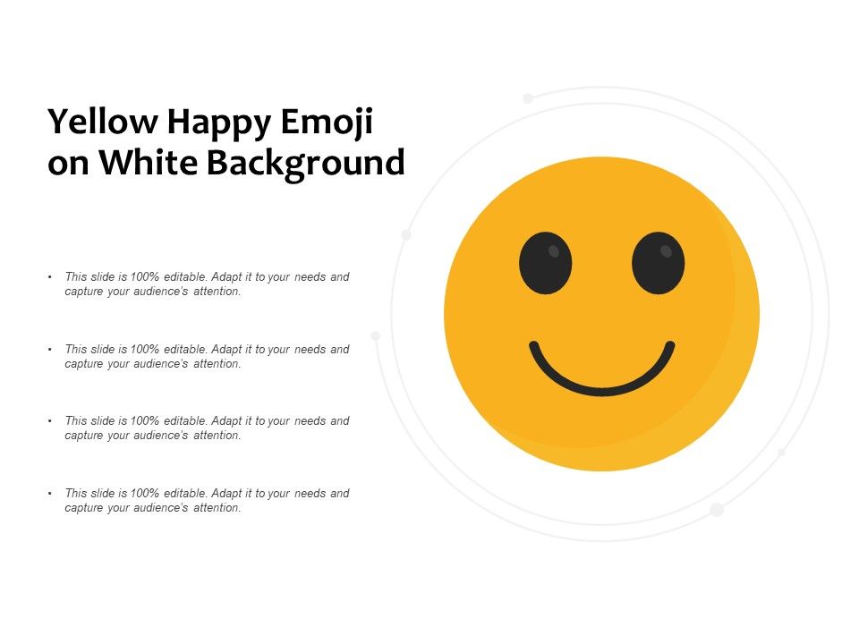 Yellow Happy Emoji On White Background Ppt PowerPoint Presentation Outline Visuals