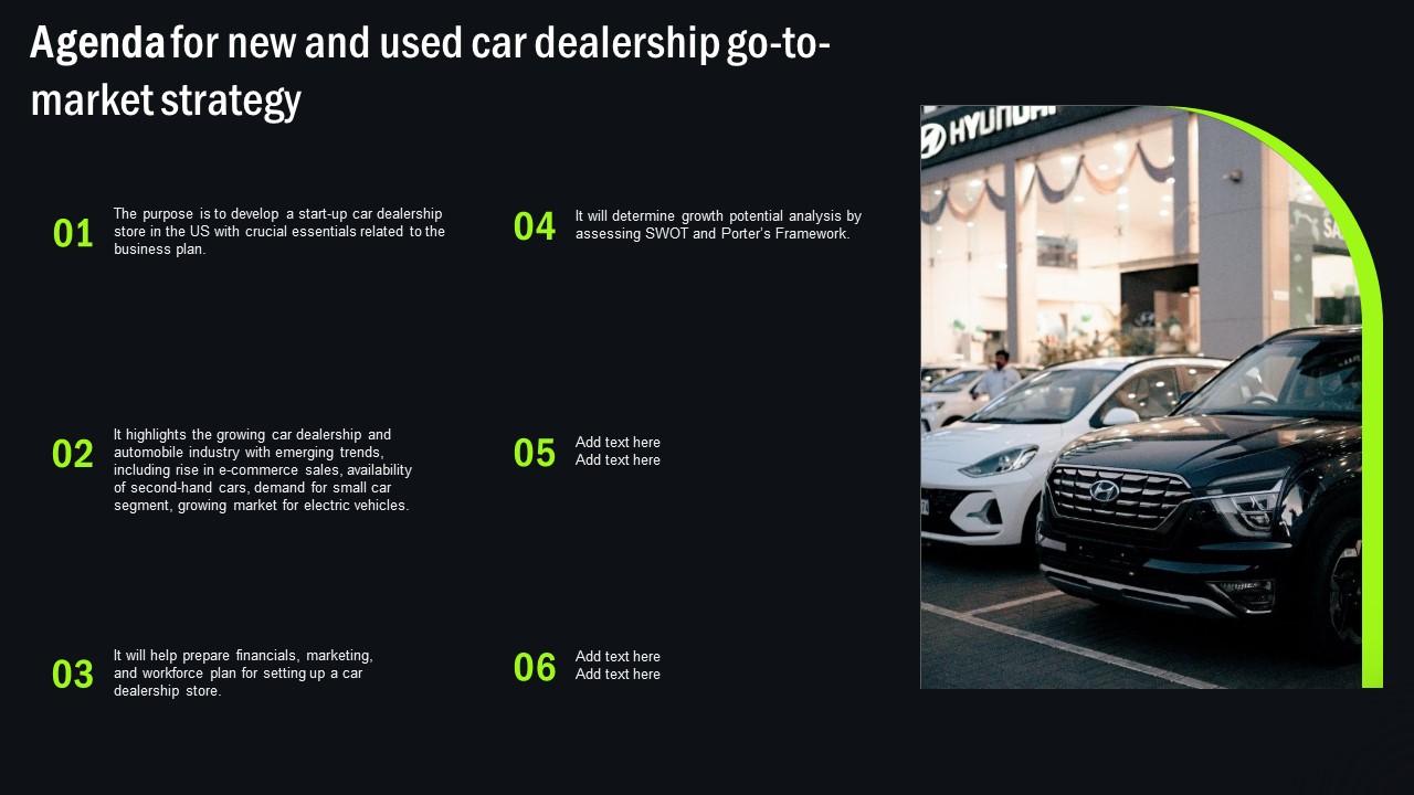 Agenda For New And Used Car Dealership Go To Market Strategy