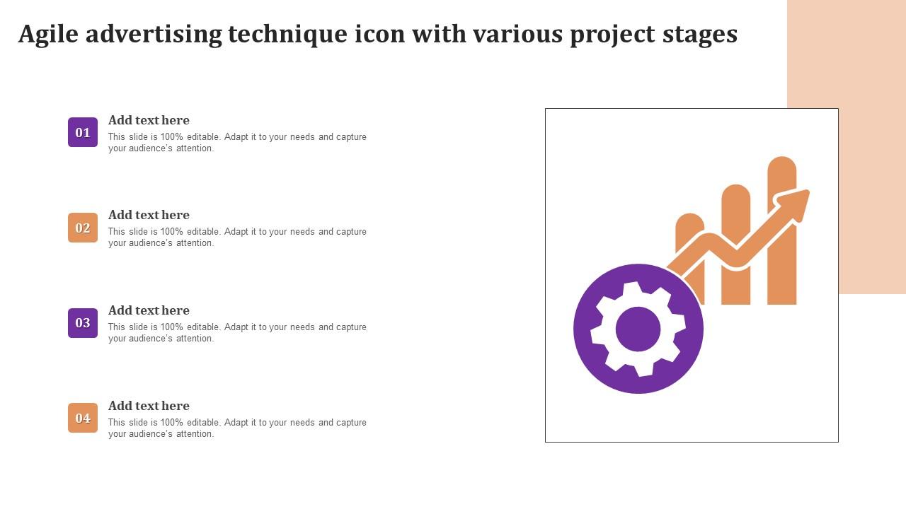 Agile Advertising Technique Icon With Various Project Stages Background Pdf