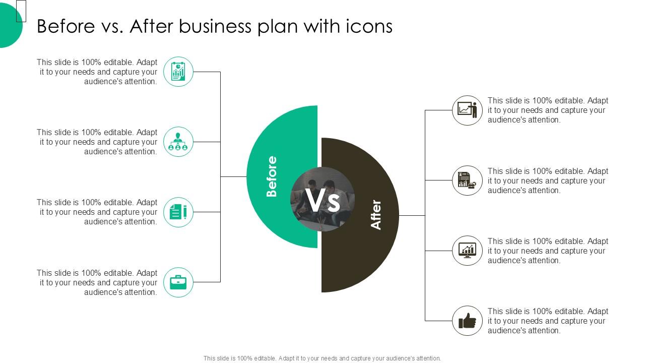 Before Vs After Business Plan With Icons PPT Sample SS