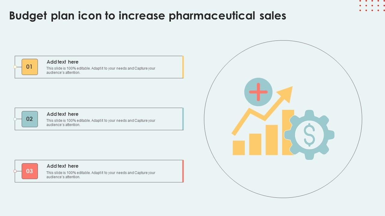 Budget Plan Icon To Increase Pharmaceutical Sales Icons Pdf
