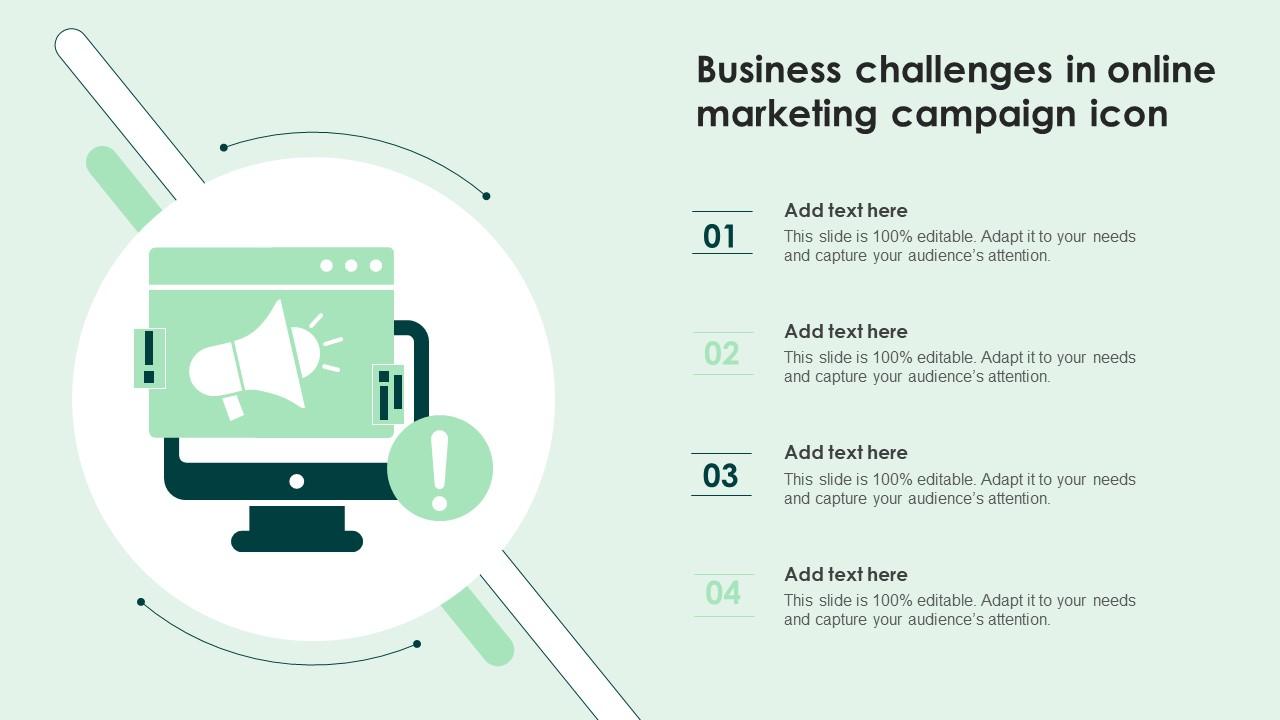 Business Challenges In Online Marketing Campaign Icon Icons Pdf