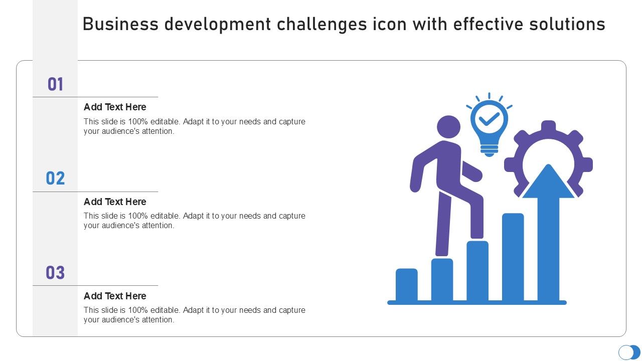 Business Development Challenges Icon With Effective Solutions PPT PowerPoint SS