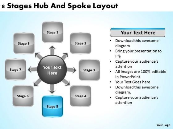 Business Development Process Flowchart 8 Stages Hub And Spoke Layout ...