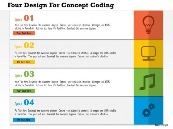 Business Diagram Four Design For Concept Coding Presentation Template
