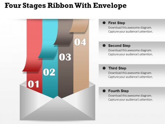 Business Diagram Four Stages Ribbon With Envelope Presentation Template Slide01