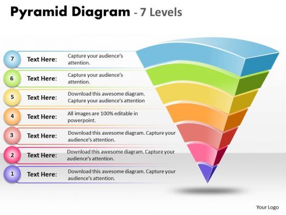 Business Diagram Inverted Pyramid Diagram With 7 Levels Consulting Diagram