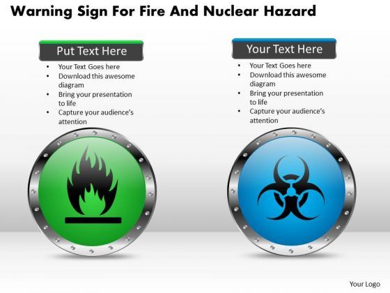 Business Diagram Warning Sign For Fire And Nuclear Hazard Presentation Template Slide01