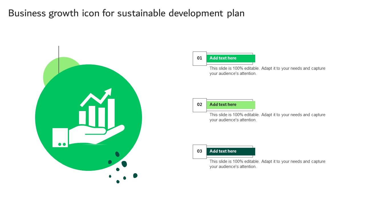 Business Growth Icon For Sustainable Development Plan Template Pdf