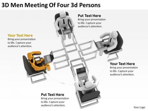Business People Vector Men Meeting Of Four Persons PowerPoint Templates ...
